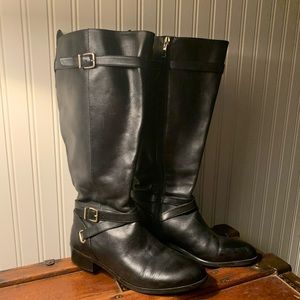 Essex Lane Wide Calf Black Leather Boots